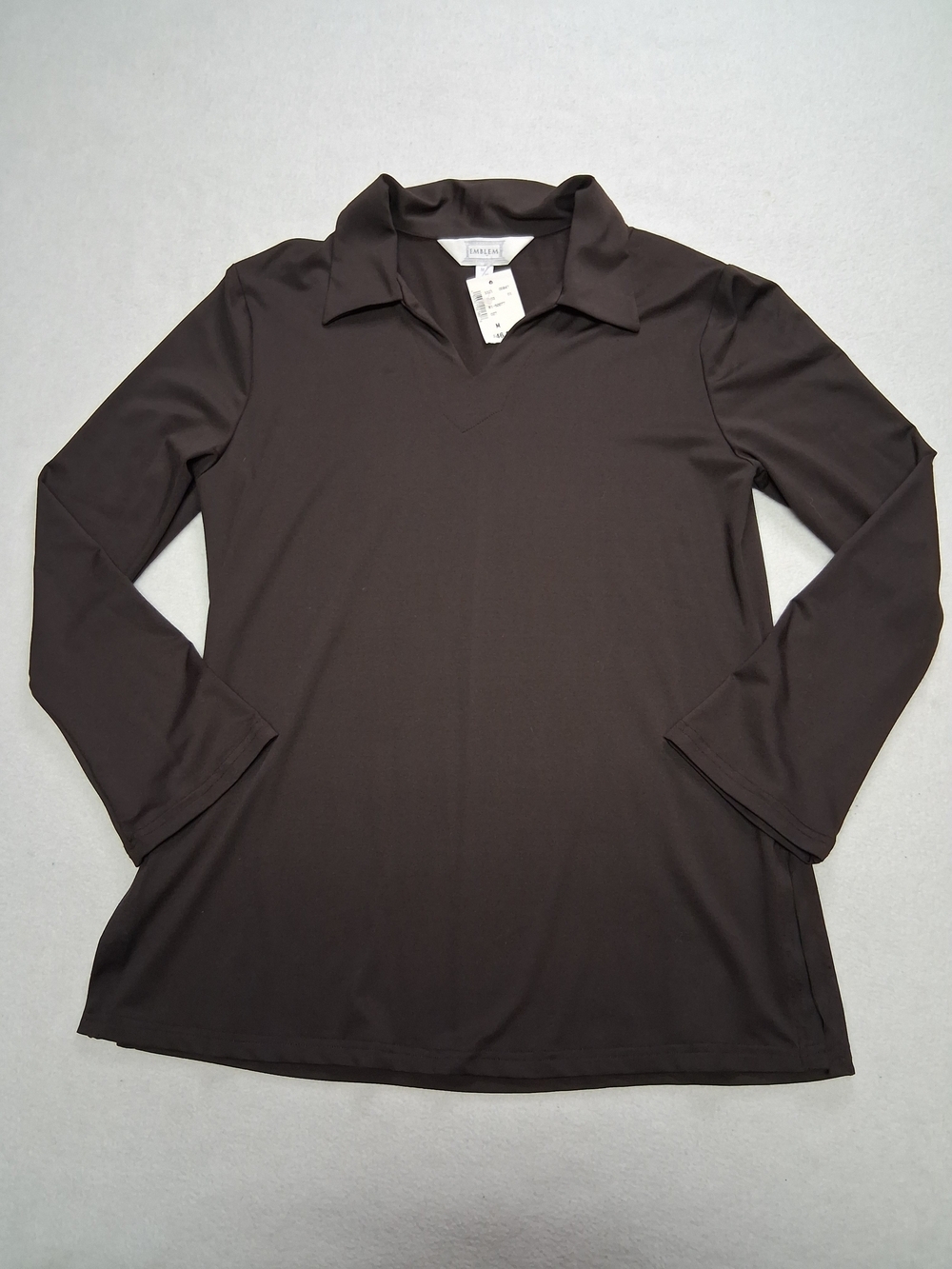 Emblem New York Brown Long Sleeve V-Neck Polo Tee